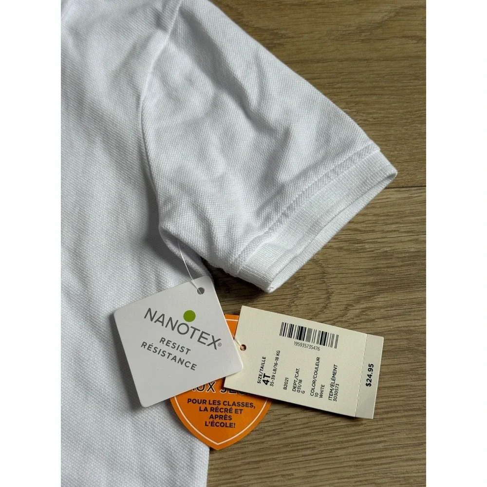 NWT Boys Kid Gymboree playproof uniforms nanotex short sleeve white polo size 4T